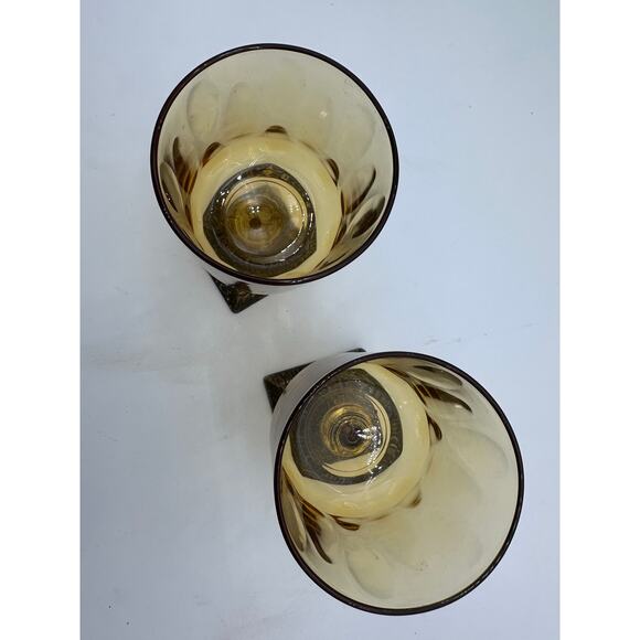 VTG Patina table votive candle set glass Thanksgiving Holiday party yellow amber - Picture 5 of 9